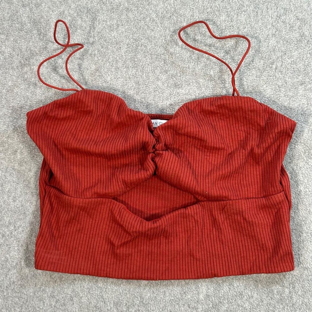 Urban Outfitters Cut Out Bralette Women's Medium Rust Red Ribbed Cropped